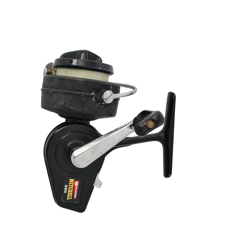 Garcia Mitchell 320 Black Metal Spinning Fishing Reel France 0417539 Brevette
